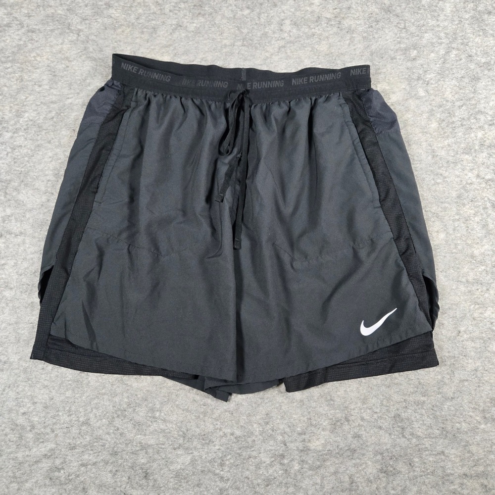 Nike Mens Black Dri-FIT 2-in-1 Athletic Running Shorts XL